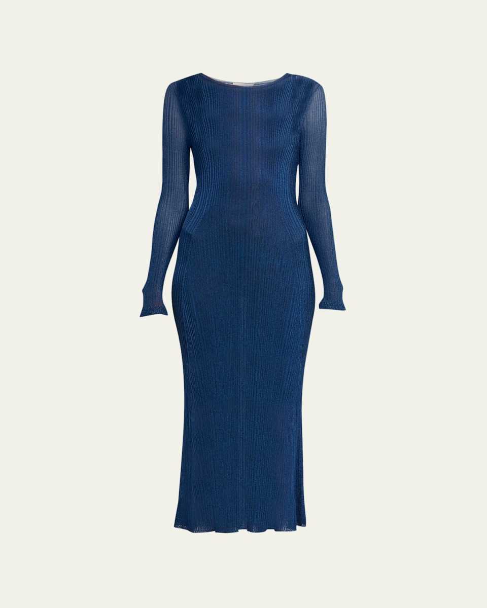 Simone Sheer Stripe Knit Midi Overlay Dress